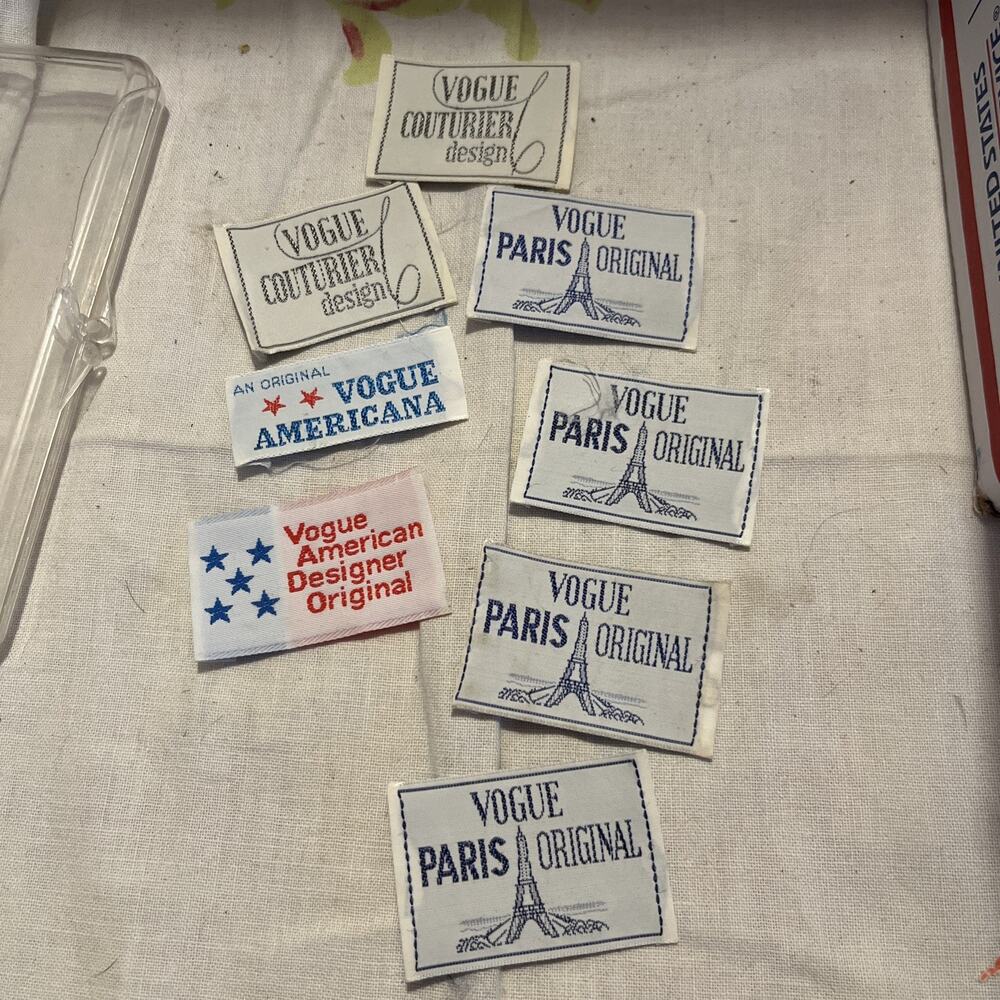 Vintage Vogue Couturier Paris America Original Tag Label Sew in Style 1970s 80s